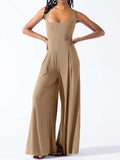 Square Neck Wide Strap Jumpsuit - Trendsi - Flyclothing LLC