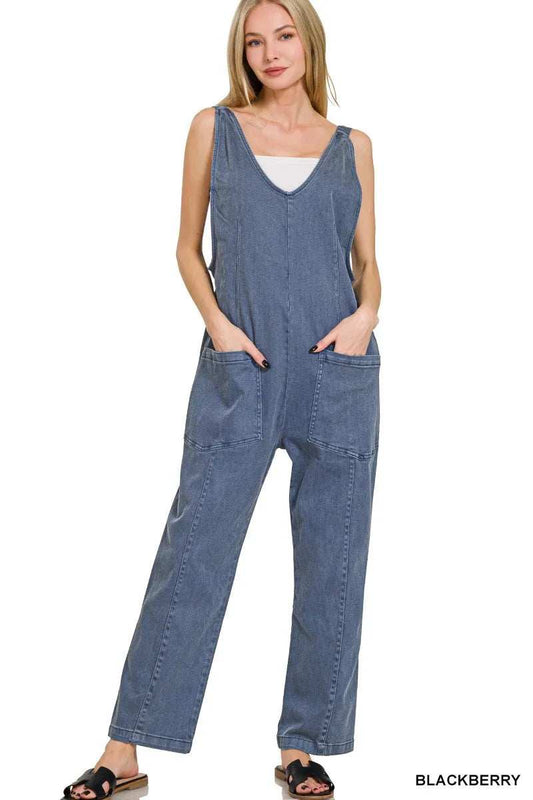 Zenana Casual Adjustable Strap Baggy Jumpsuit With Pocket - Trendsi - Flyclothing LLC