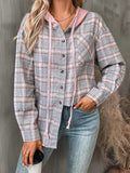 Plaid Long Sleeve Hooded Jacket - Trendsi - Flyclothing LLC
