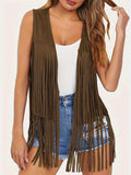 Fringe Open Front Vest Coat - Trendsi - Flyclothing LLC
