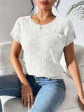 Round Neck Short Sleeve Knit Top - Trendsi - Flyclothing LLC