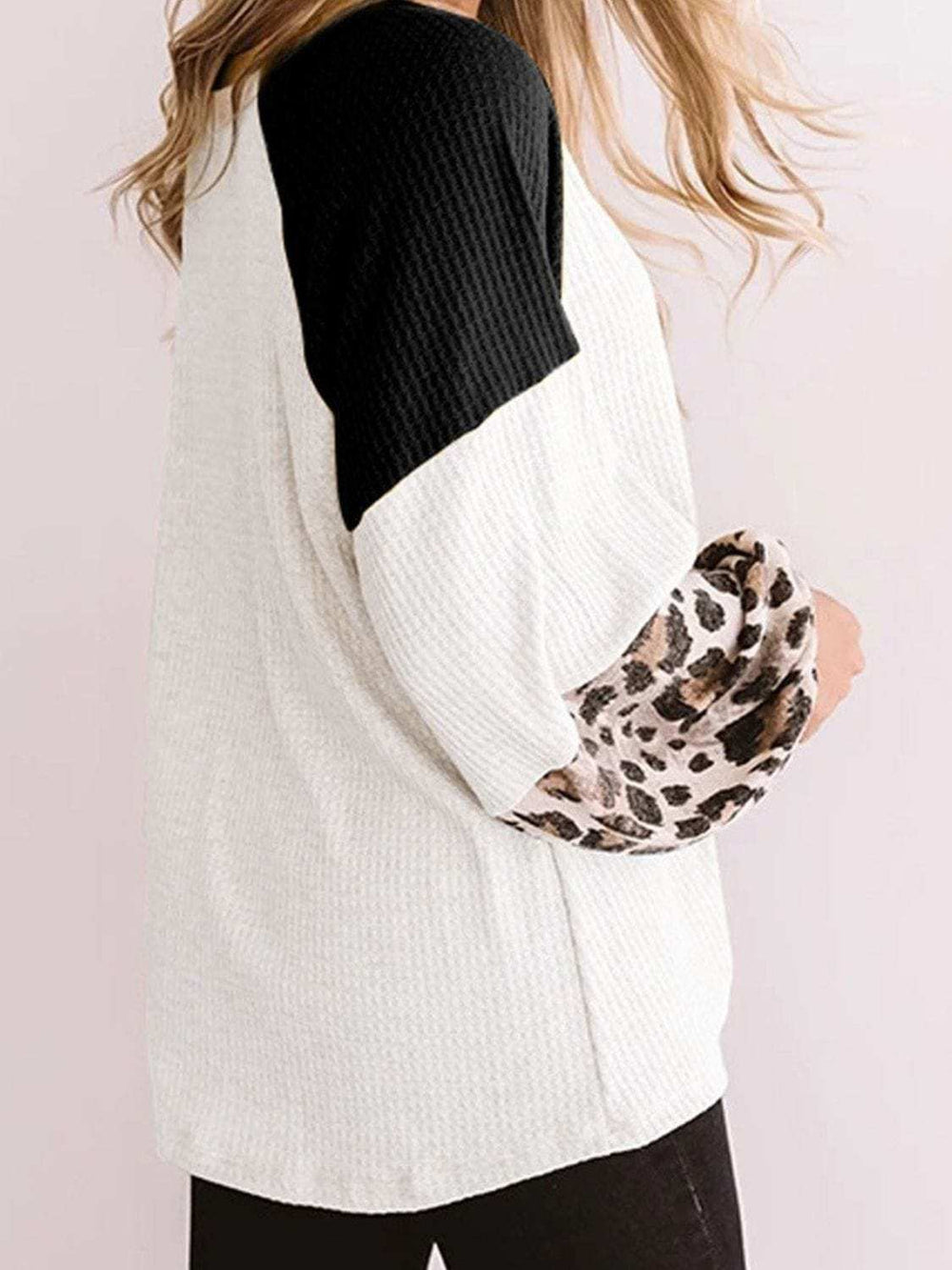 Twisted Color Block Round Neck Long Sleeve T-Shirt - Trendsi - Flyclothing LLC