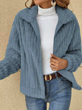 Full Size Zip-Up Long Sleeve Texture Jacket Plus Size - Trendsi - Flyclothing LLC