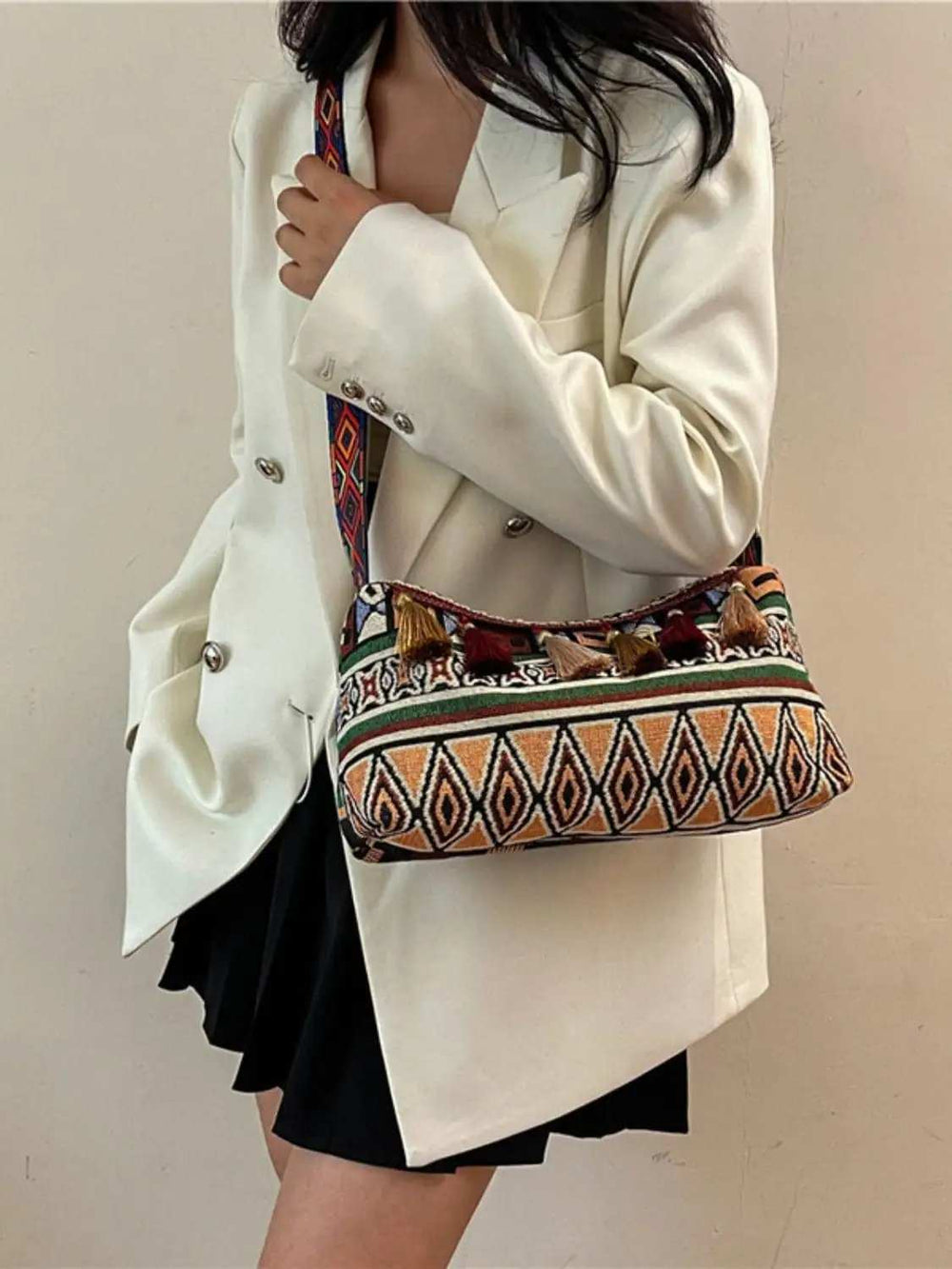 Tassel Adjustable Strap Shoulder Bag - Trendsi - Flyclothing LLC