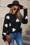 Angel Wings Heart Round Neck Dropped Shoulder Sweater - Trendsi - Flyclothing LLC
