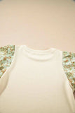 Floral Puff Sleeve Ribbed Blouse - Trendsi - Flyclothing LLC