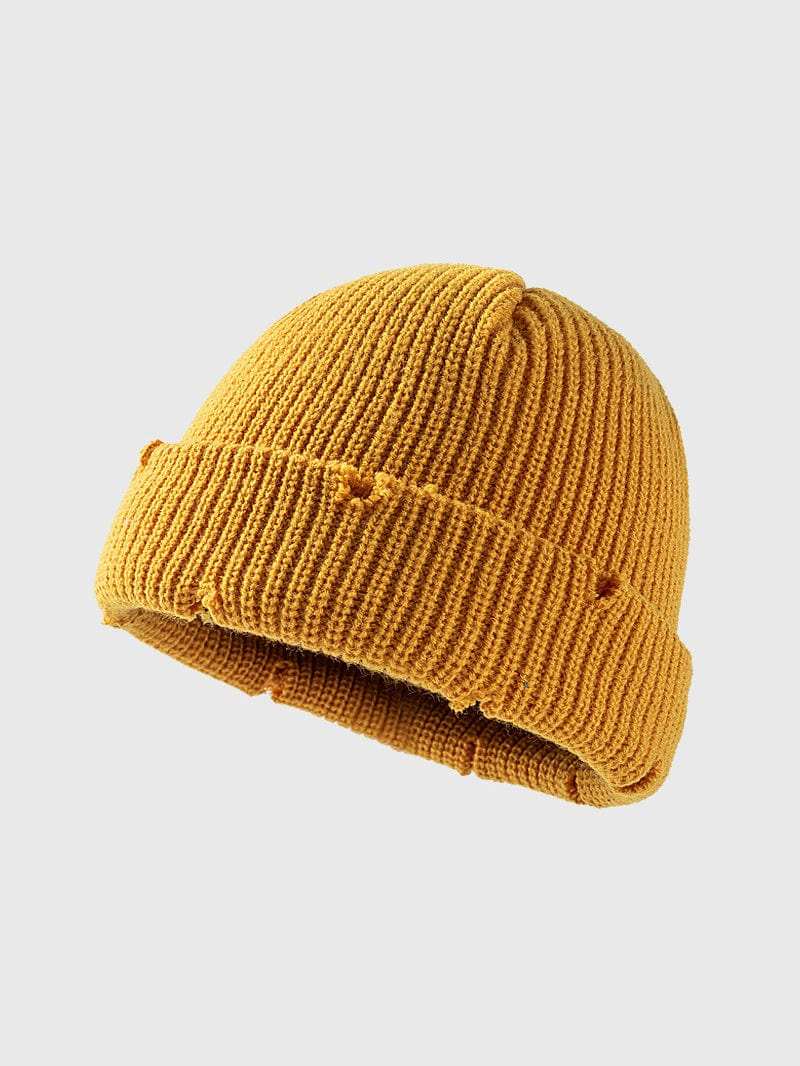 Distressed Cuffed Knit Hat - Trendsi - Flyclothing LLC