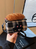 Plaid Pattern Plush Trim Crossbody Bag - Trendsi - Flyclothing LLC