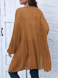 Cable-Knit Open Front Long Sleeve Cardigan - Trendsi - Flyclothing LLC