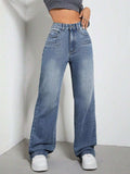 High Rise Wide Leg Jeans with Pockets - Trendsi - Flyclothing LLC