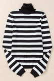 Striped Turtleneck Long Sleeve Knit Top - Trendsi - Flyclothing LLC