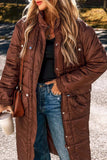 Pocketed Bubble Texture Long Sleeve Longline Winter Coat - Trendsi - Flyclothing LLC