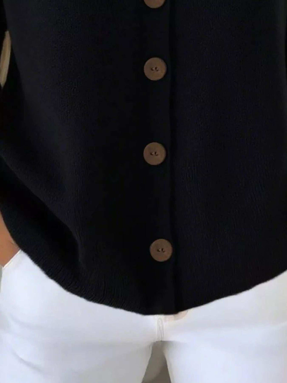 Full Size Button-Front V-Neck Cardigan Plus Size - Trendsi - Flyclothing LLC