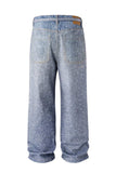 Men's Washed Rhinestone Jeans with Rhinestone Belt - Trendsi - Flyclothing LLC