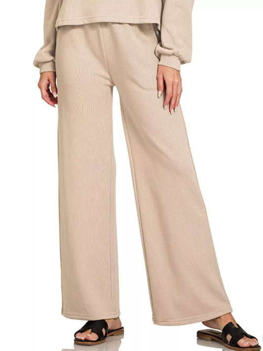 Zenana French Rib Pullover and Pants Set - Trendsi - Flyclothing LLC