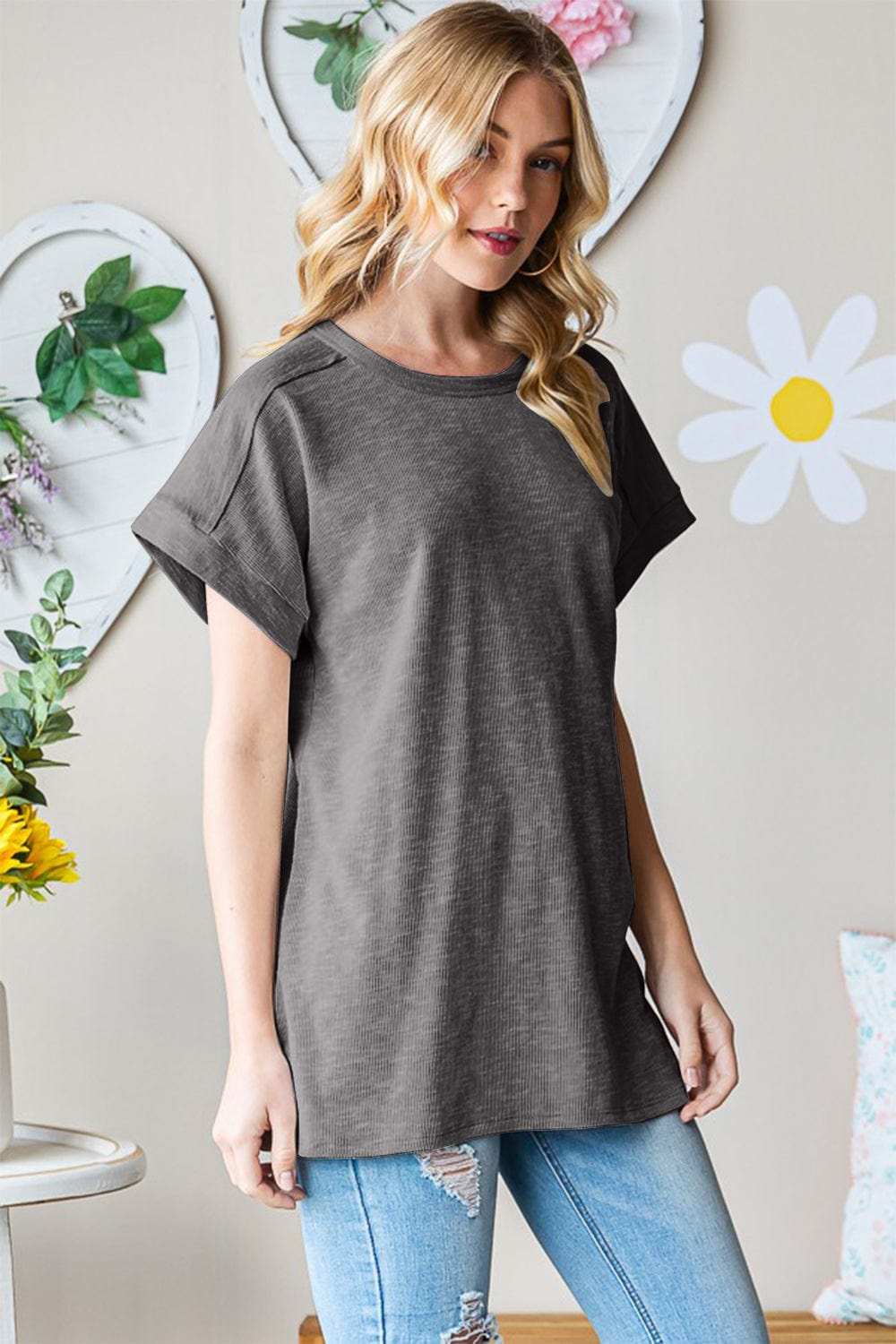 Heimish Full Size Short Sleeve Round Neck T-Shirt - Trendsi - Flyclothing LLC