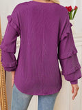 Round Neck Ruffled Long Sleeve Sweatshirt - Trendsi - Flyclothing LLC