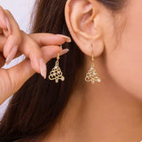 18K Gold-Plated Rhinestone Christmas Tree Dangle Earrings - Trendsi - Flyclothing LLC