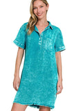 Zenana Tencel Mineral Washed Collared Shirts Dress - Trendsi - Flyclothing LLC