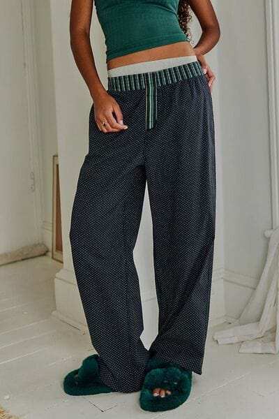 Polka Dot Elastic Waist Wide Leg Pants - Trendsi - Flyclothing LLC