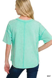 Zenana Acid Washed Short Sleeve Tee & Shorts Set - Trendsi - Flyclothing LLC