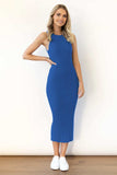 Slit Ribbed Round Neck Sleeveless Dress - Trendsi - Flyclothing LLC
