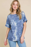 BOMBOM Tie-Dye Round Neck Short Sleeve T-Shirt - Trendsi - Flyclothing LLC