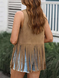 Fringe Open Front Vest Coat - Trendsi - Flyclothing LLC