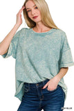 Zenana French Terry Acid Washed T-Shirt - Trendsi - Flyclothing LLC