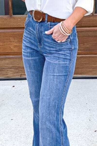 Full Size Flare Jeans with Pockets Plus Size - Trendsi - Flyclothing LLC