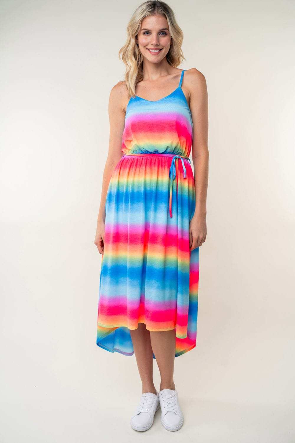 White Birch Full Size Ombre Striped Midi Cami Dress - Trendsi - Flyclothing LLC