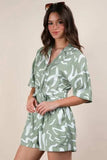 VERY J Oversized Printed Button Down Resort Romper - Trendsi - Flyclothing LLC