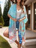 Printed Open Front Cover-Up - Trendsi - Flyclothing LLC