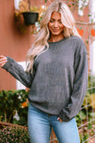 Round Neck Dropped Shoulder Sweatshirt - Trendsi - Flyclothing LLC