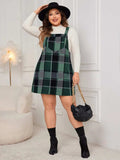 Plus Size Plaid Wide Strap Overall Dress - Trendsi - Flyclothing LLC