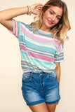 Haptics Waffle Stripe Short Sleeve T-Shirt - Trendsi - Flyclothing LLC