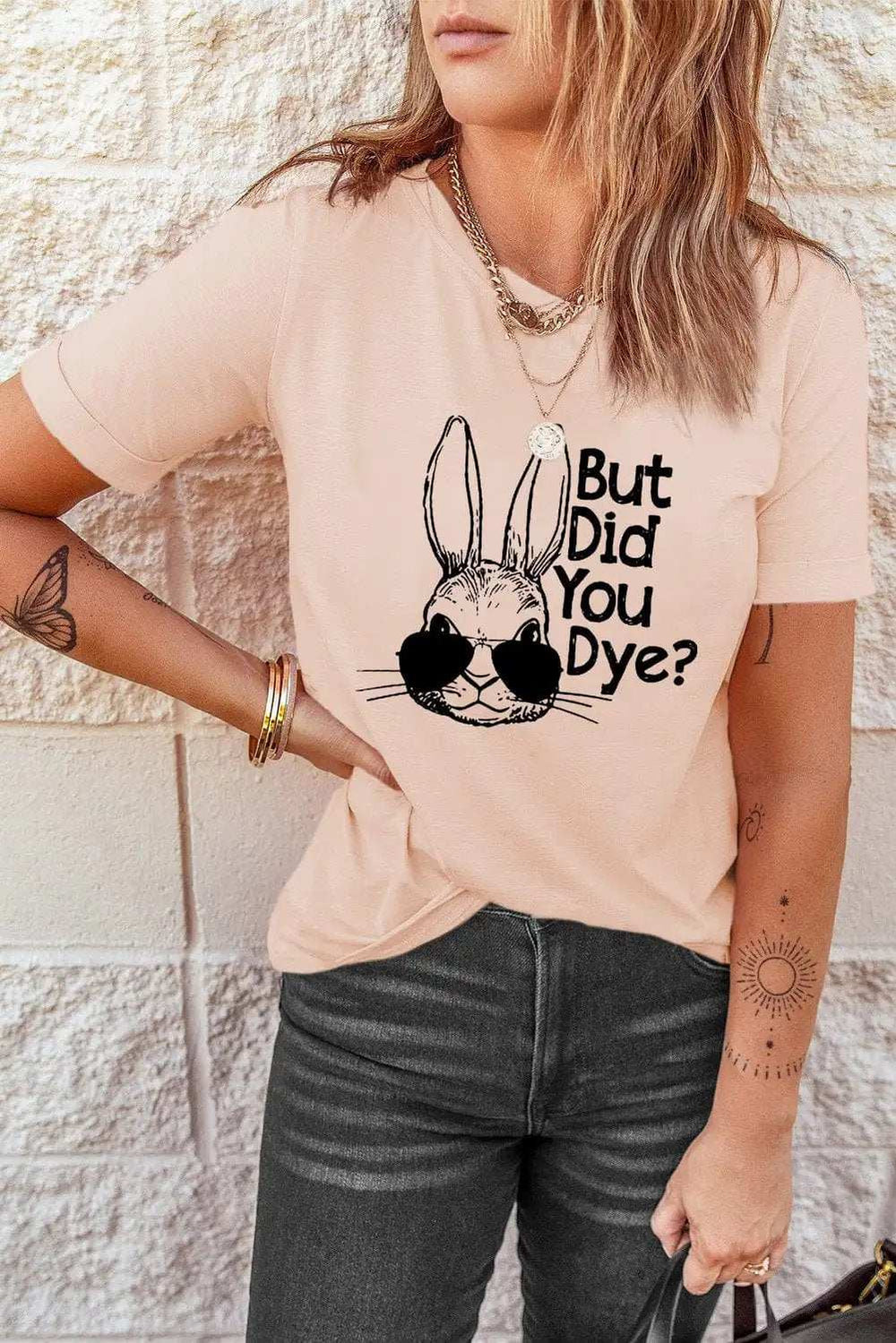 Rabbit Graphic Round Neck T-Shirt - Trendsi - Flyclothing LLC