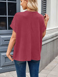 Lovelet Round Neck Short Sleeve Rib T-Shirt - Trendsi - Flyclothing LLC