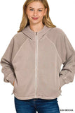 Zenana Fleece Pigment Dye Zip Up Hoodie with Pockets - Trendsi - Flyclothing LLC