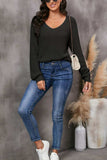 V-Neck Drop Shoulder Sweater - Trendsi - Flyclothing LLC