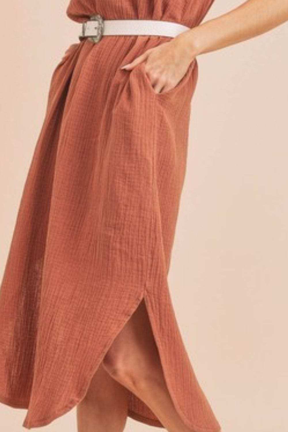 Aemi + Co Round Neck Midi Tank Dress with Pockets - Trendsi - Flyclothing LLC