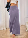Solid Elastic Waist Maxi Skirt - Trendsi - Flyclothing LLC