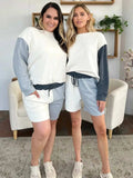 Double Take Full Size Contrast Drop Shoulder Top and Shorts Set - Trendsi - Flyclothing LLC