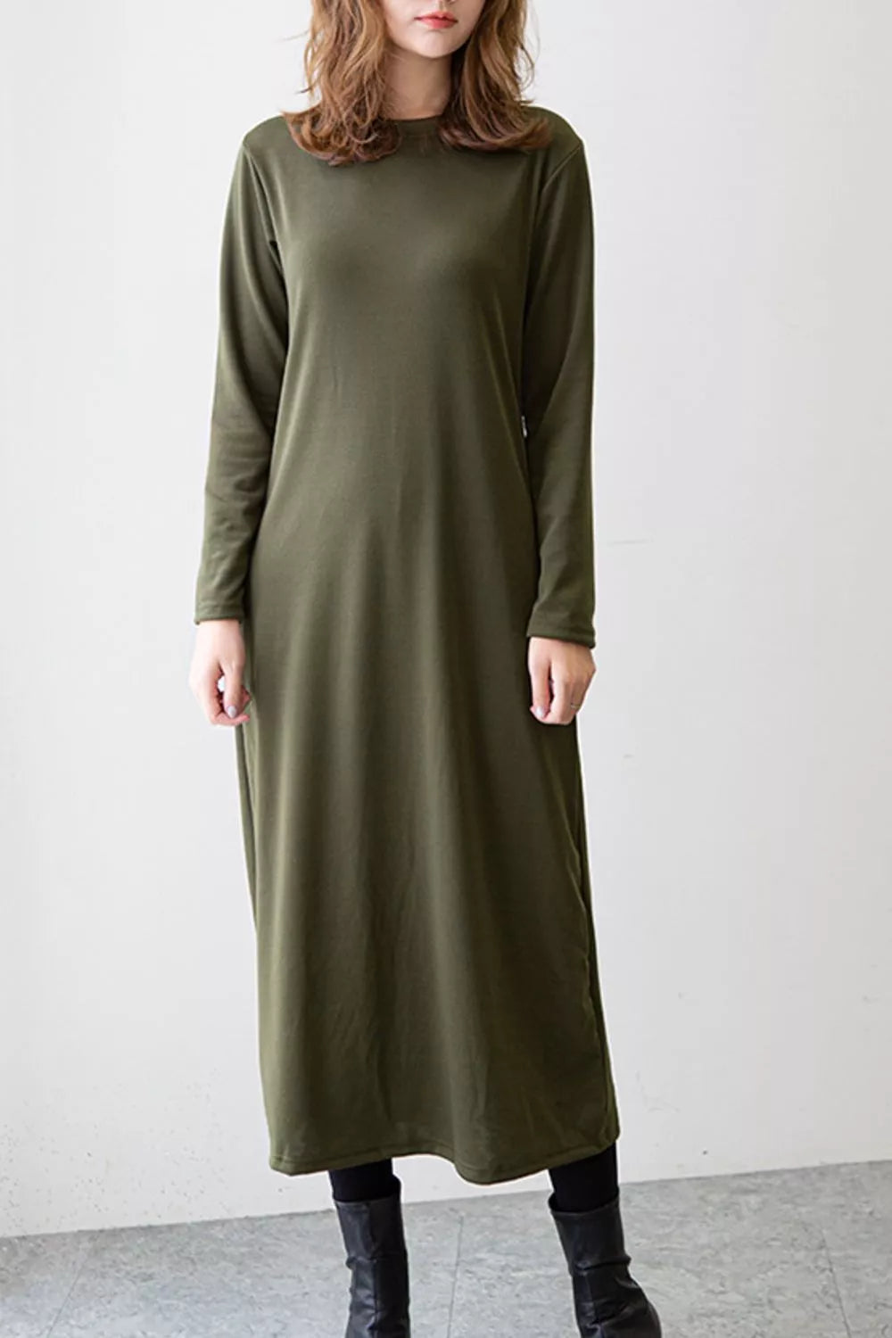 Casual Long Sleeve Midi Dress - Trendsi - Flyclothing LLC