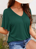 V-Neck Flutter Sleeve T-Shirt - Trendsi - Flyclothing LLC