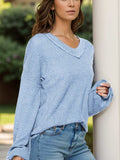 Dropped Shoulder Long Sleeve Knit Top - Trendsi - Flyclothing LLC