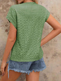 Textured Round Neck Short Sleeve Top - Trendsi - Flyclothing LLC