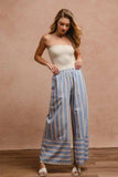BiBi Striped Wide Leg Pants with Pockets - Trendsi - Flyclothing LLC