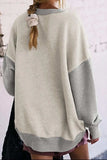 Contrast Round Neck Long Sleeve Sweatshirt - Trendsi - Flyclothing LLC