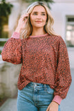 Leopard Round Neck Long Sleeve Sweatshirt - Trendsi - Flyclothing LLC